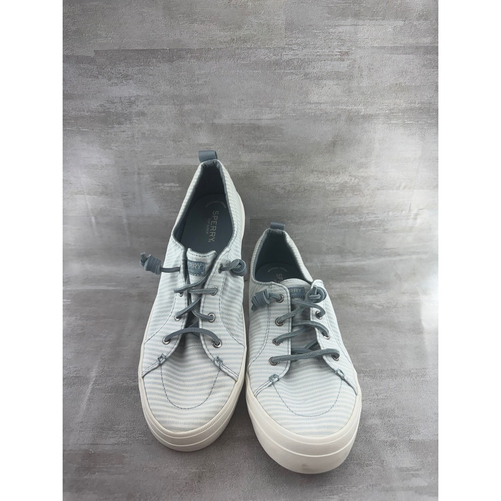 Sperry Crest Vibe Light Blue White Striped Sneakers STS86646 Women Sz 11